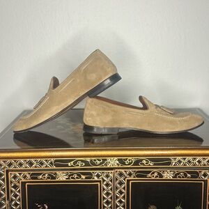 Donald J. Pliner Taupe Suede Tassel Loafers